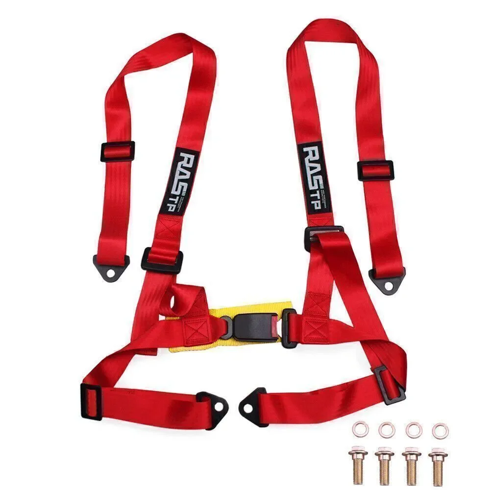 Bundle of 2x 4-Point Adjustable Racing Seat Belts Harness Safety Shoulder Straps